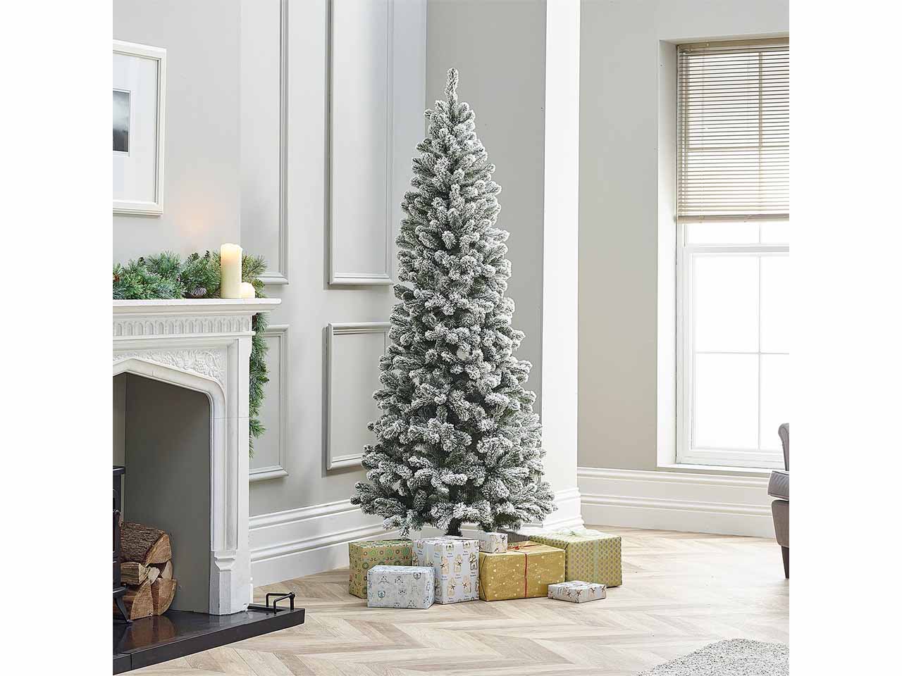 Albero di natale slim deluxe penicel innevato 210cm 442 rami diametro 60cm