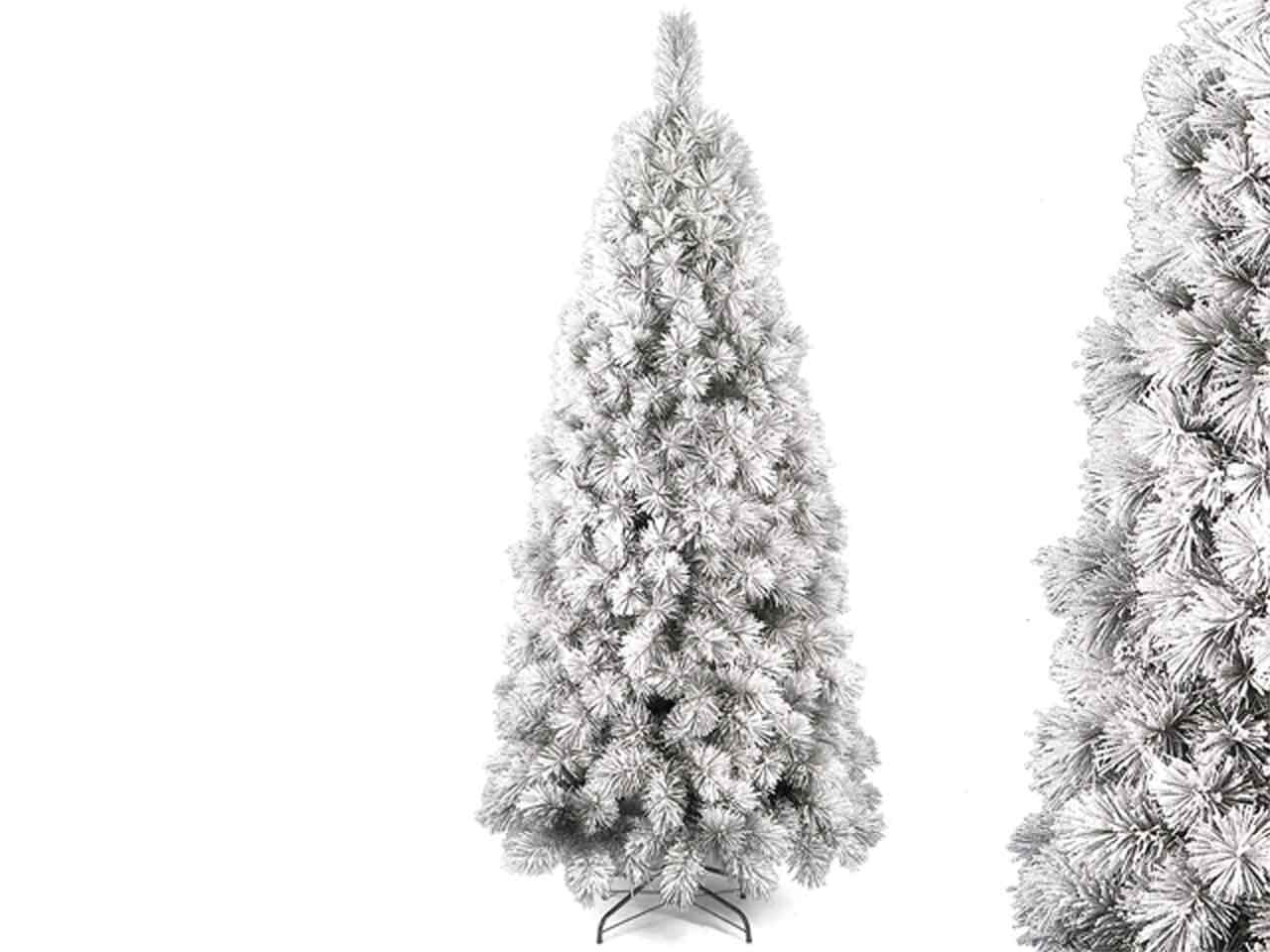 Albero di natale slim montana innevato 180cm 447 rami diametro 83cm