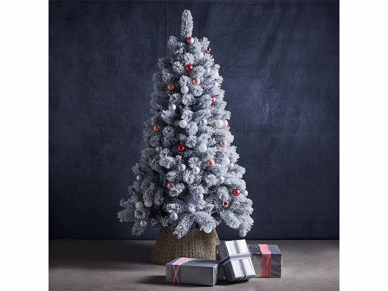 Albero di natale slim montana innevato 180cm 447 rami diametro 83cm