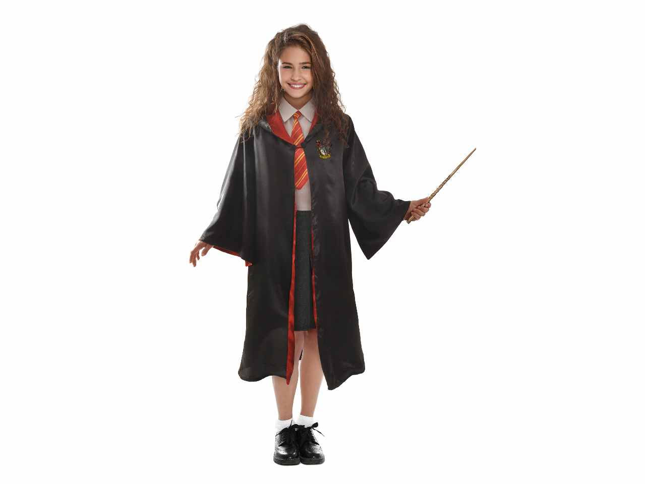 Costume di hermione comprende mantello con logo stampato e finta