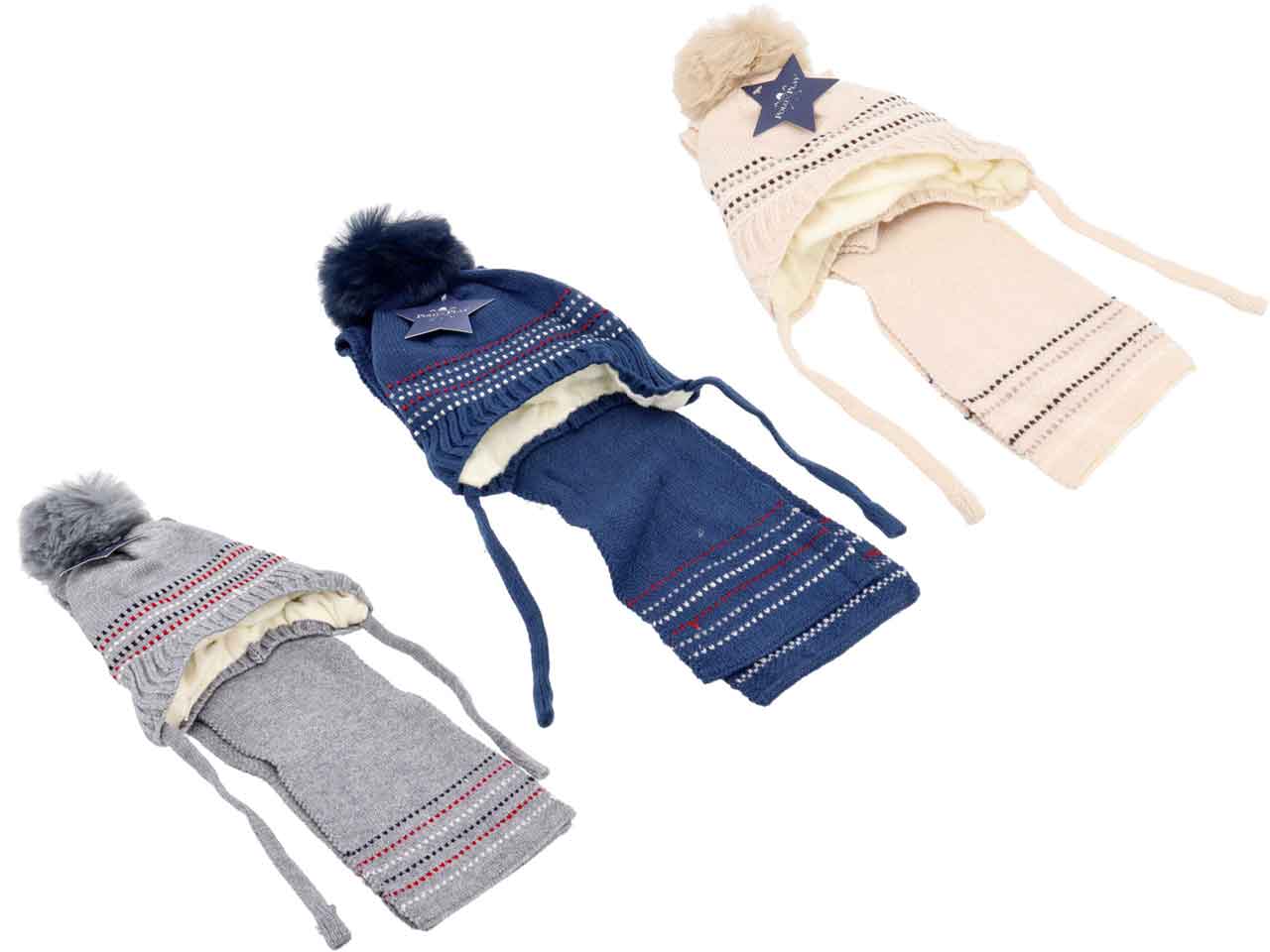 Set bimbo cappello c/ponpon+sciarpa ab5022
