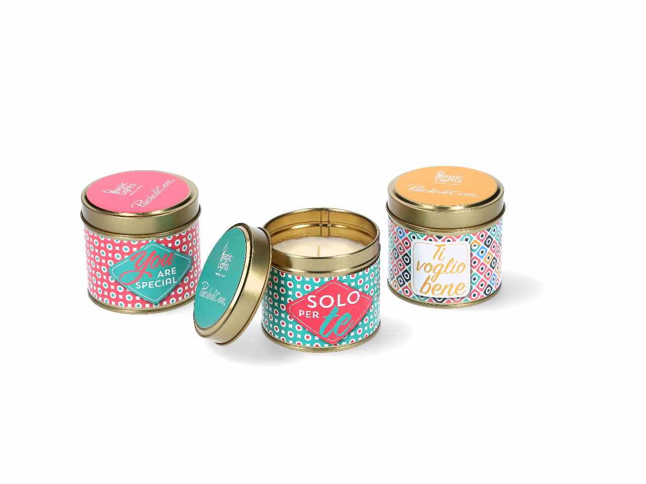 Candela lattina con frasi dedica