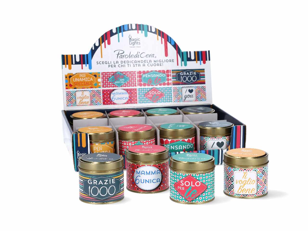 Candela lattina con frasi dedica