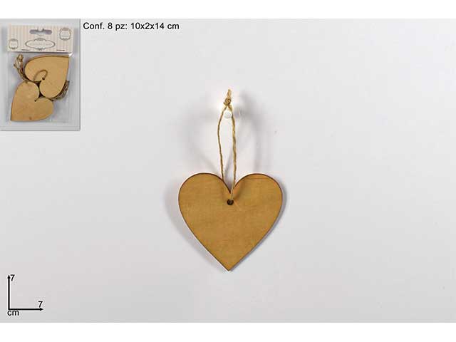 appendini cuore legno 7cm 8pz