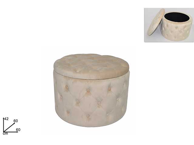 Pouf contenitore velluto beige mi014101a