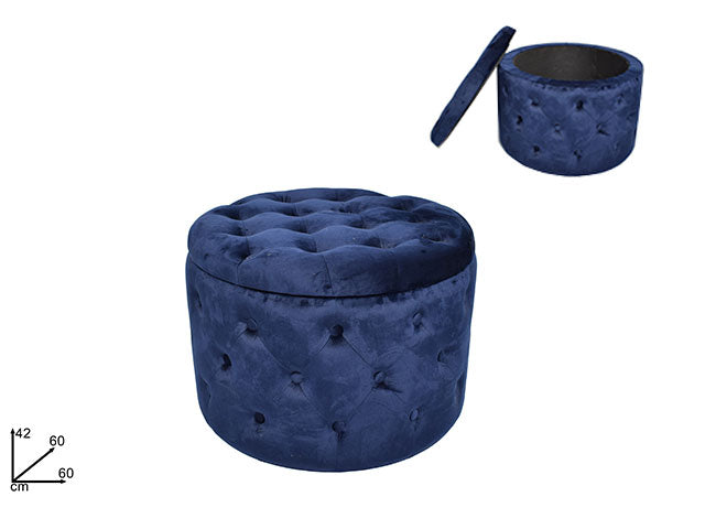 pouf contenitore velluto blu