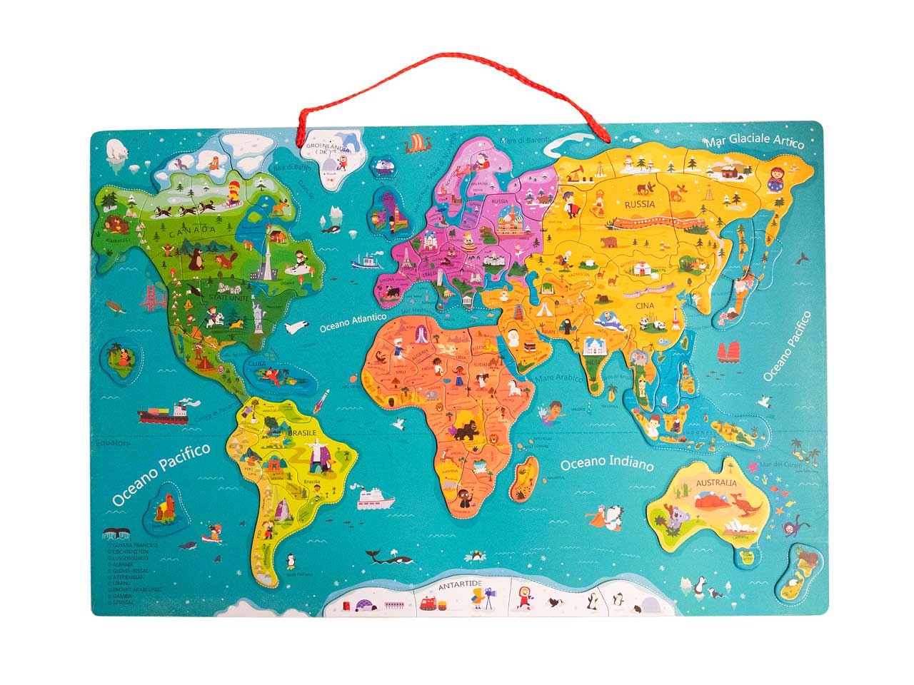 Planisfero di legno magnetico 40x60xh.1cm