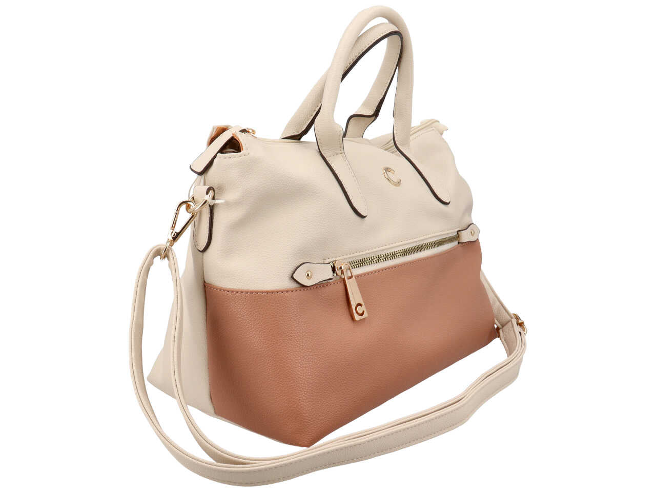 Borsa da donna first collection a mano colore naturale composizione: 100% pelle sintetica