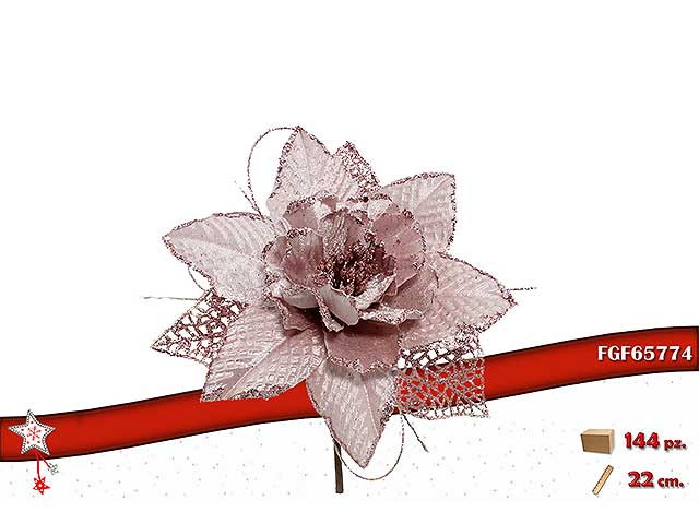 Fiore natalizio 22cm rosa