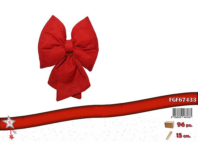 fiocchi decorativi natalizi rosso in tessuto 15cm