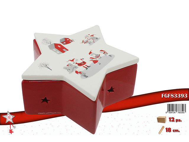 stella ceramica 18x17x8cm bianco/rosso