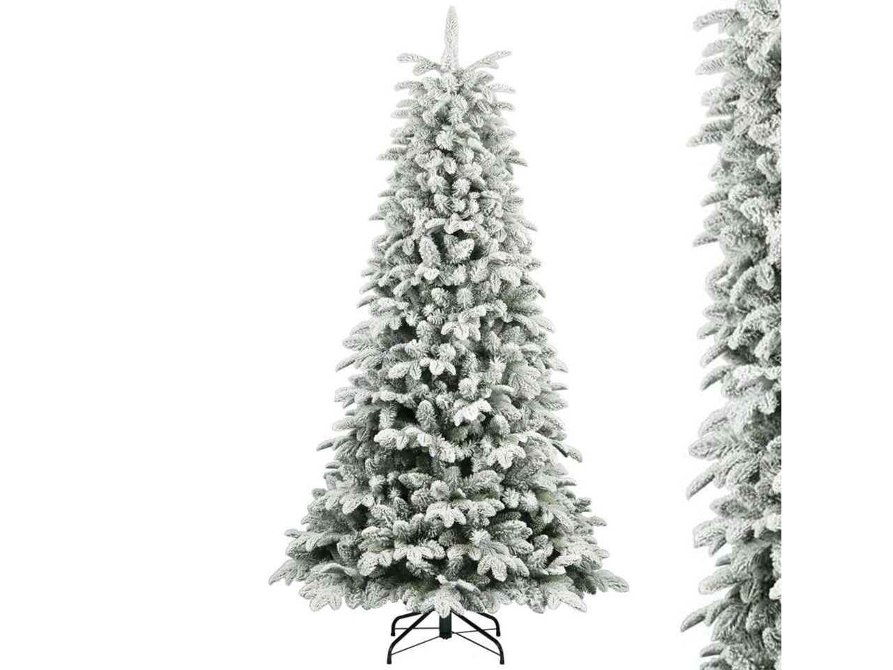 Albero di natale floccato modello north ice altezza 180cm in pe + pvc con 711 rami