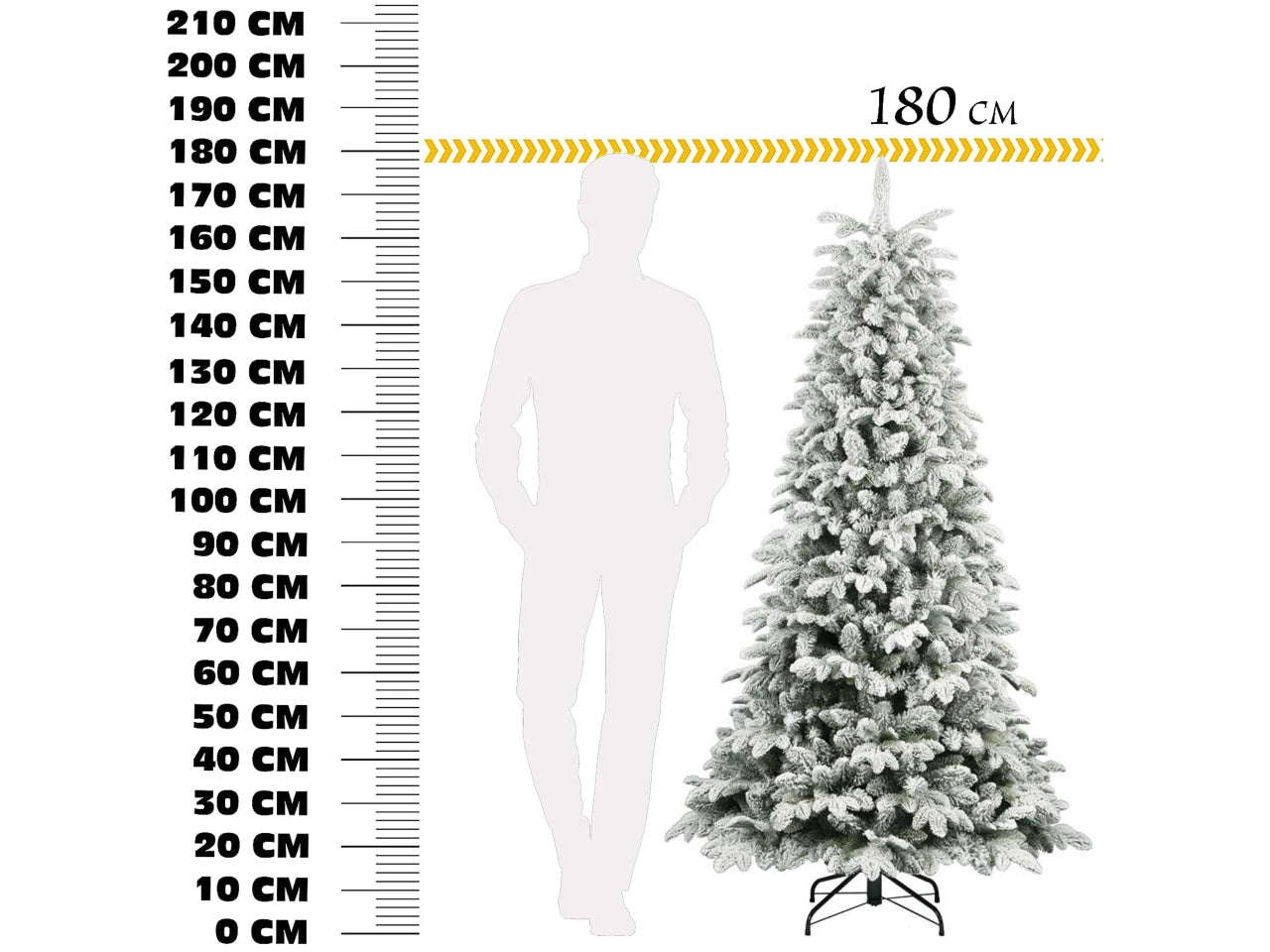 Albero di natale floccato modello north ice altezza 180cm in pe + pvc con 711 rami