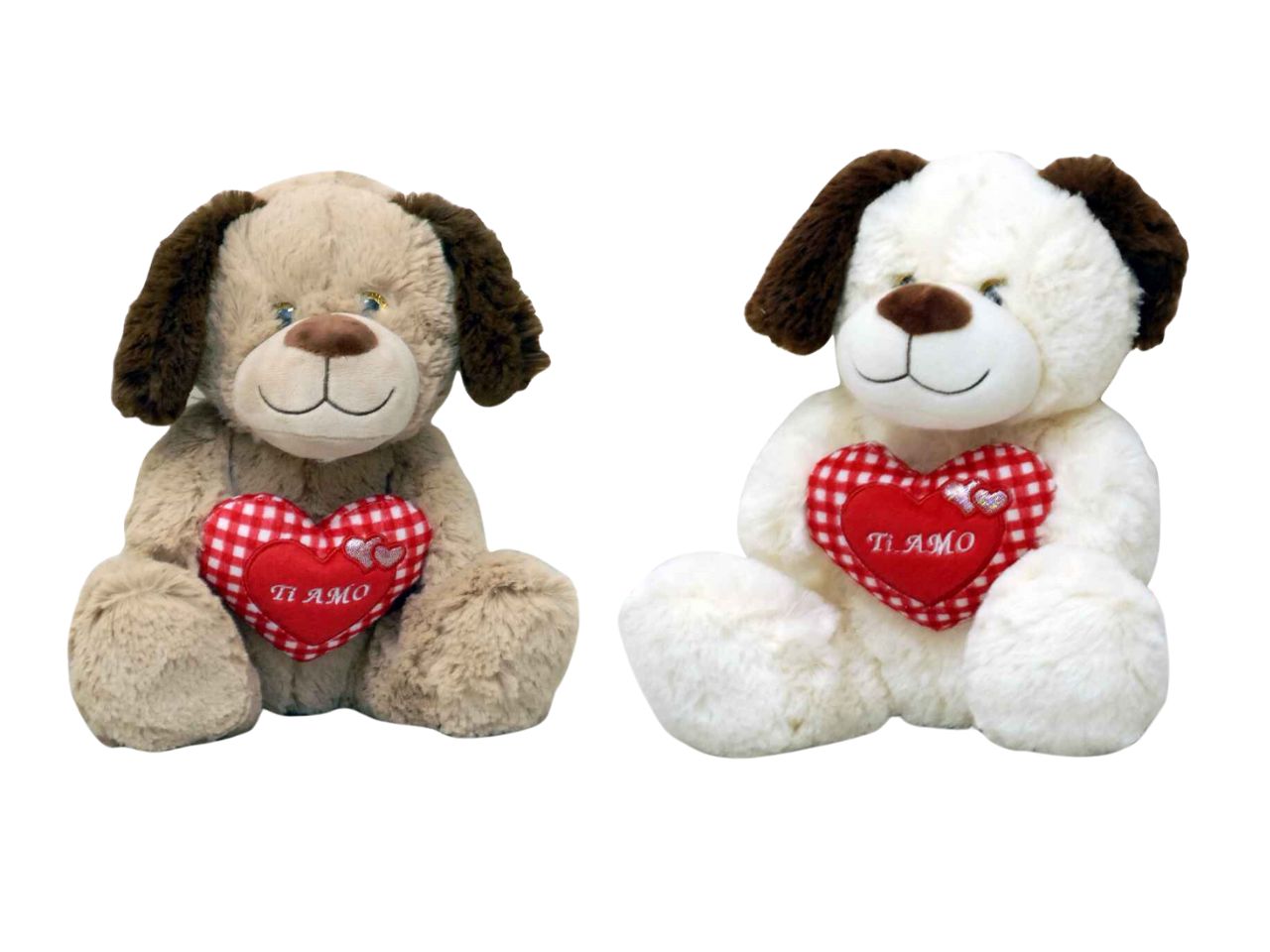 Peluche cagnolino con cuore scozzese misura h.25cm