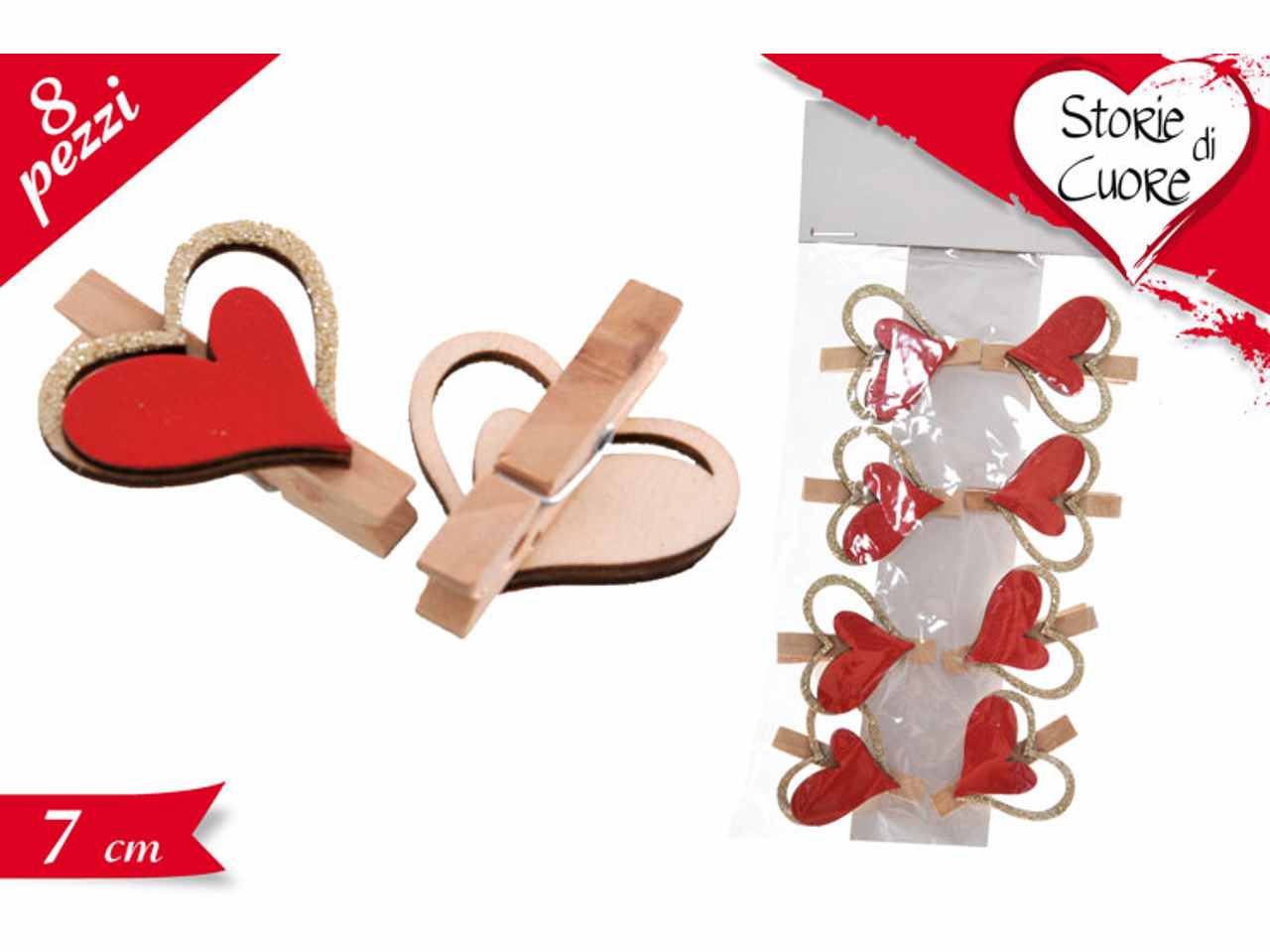 Decorazione molletta 8pezzi 7cm