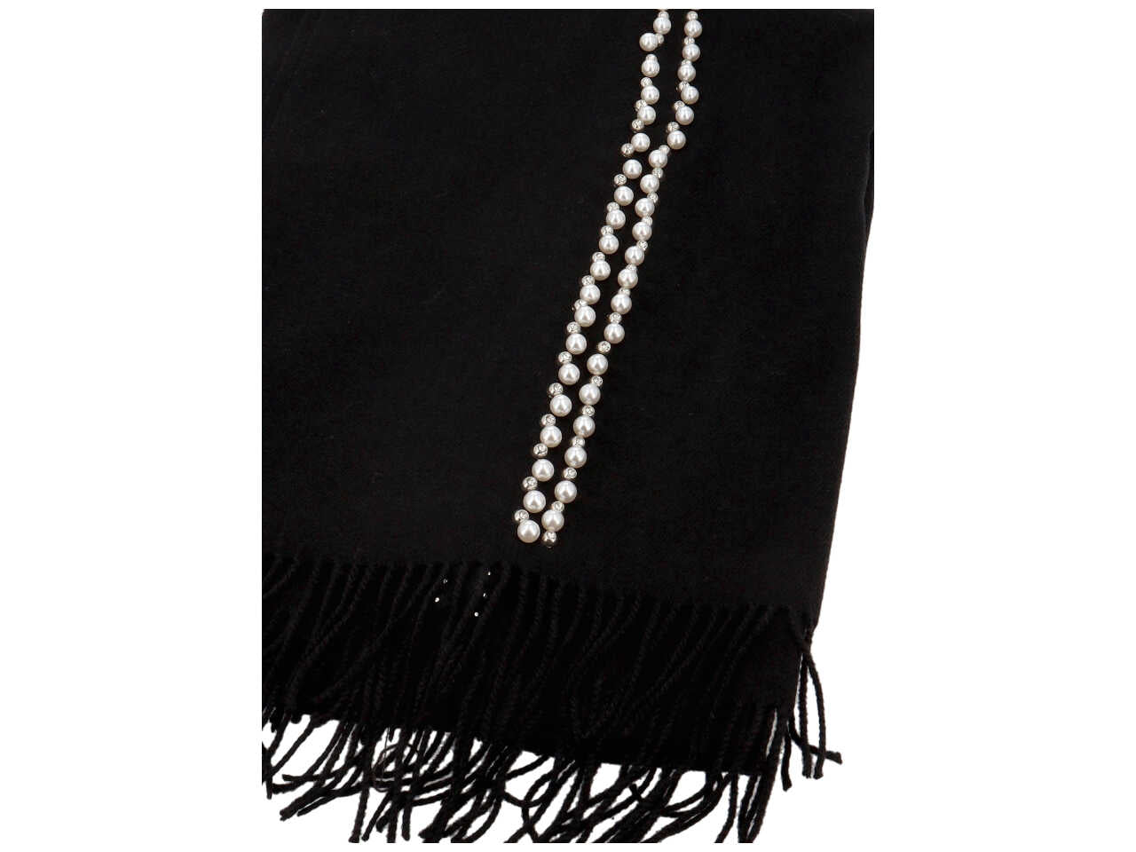 sciarpa con perle e strass 70x190cm nera 100% POLIESTERE