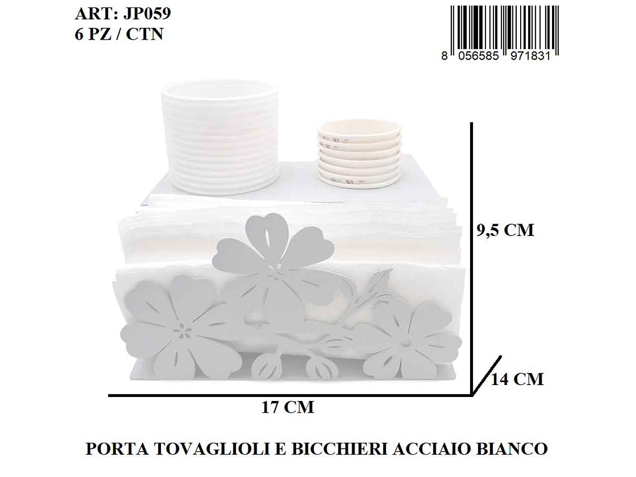 l.ilaria porta bicchieri+porta tovaglioli acc.bianco jp059