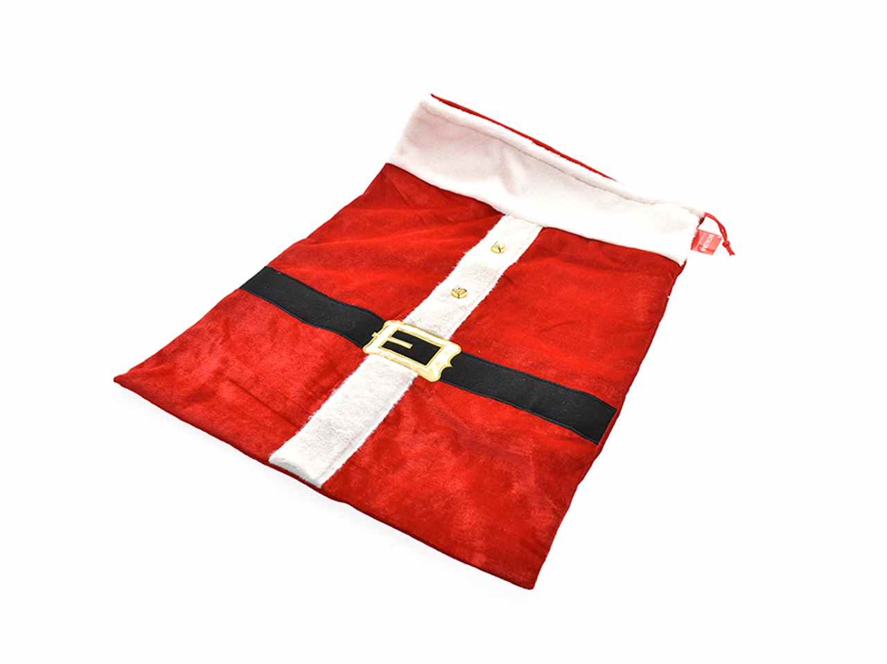 Sacco natalizio rosso in velluto 50x70cm con cintura