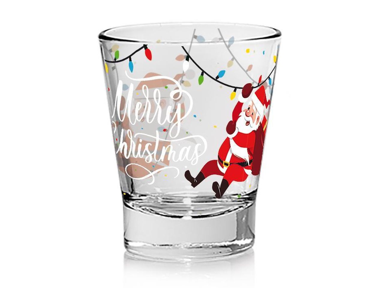 Bicchiere da caffe' modello caffeino in vetro capacita' 85cc misura d.59xh.70mm decorazione christmas swing - la confezione comprende 3 bicchieri