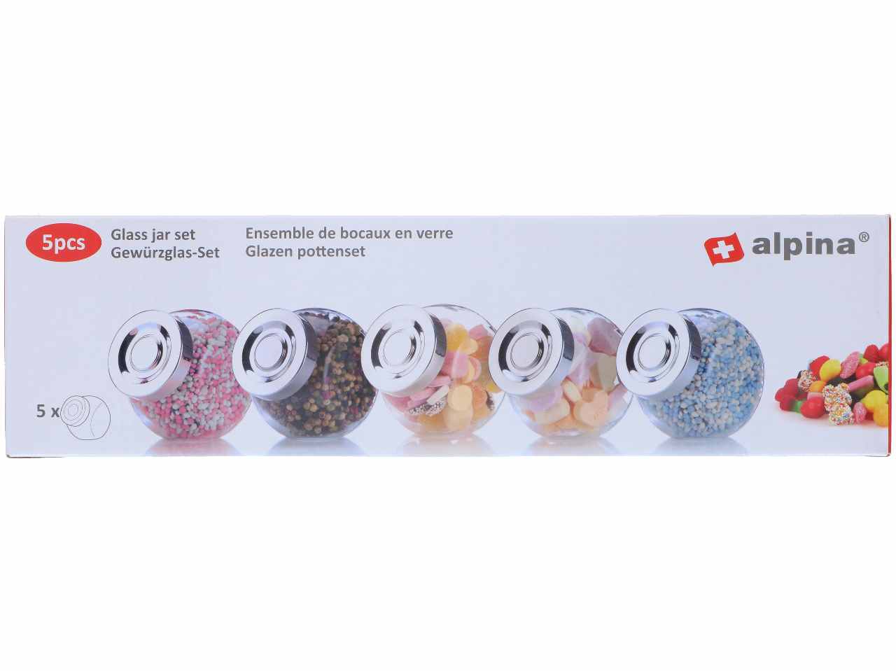 alpina vasetti in vetro 200ml 5 pezzi 8x6cm