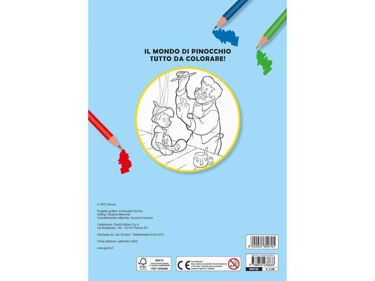 Libro di pinocchio primo album da colorare