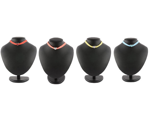 Collana stoffa c/cuoricino acciaio