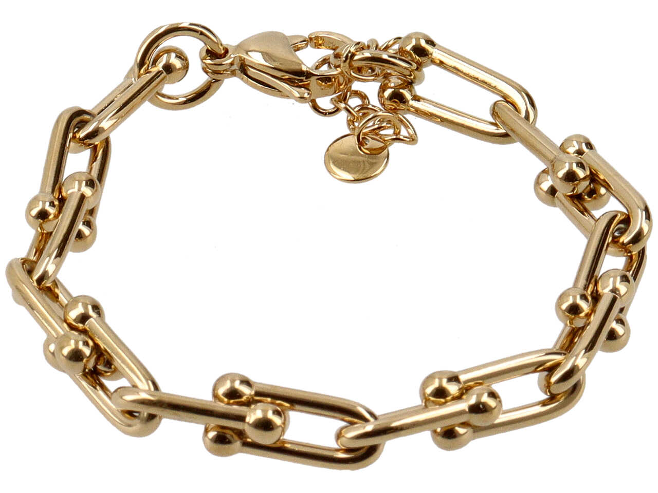 Bracciale oro con anelli ovali chiusi con sfere