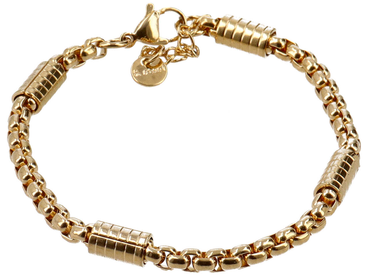 Bracciale oro con anelli intrecciati e barilotti