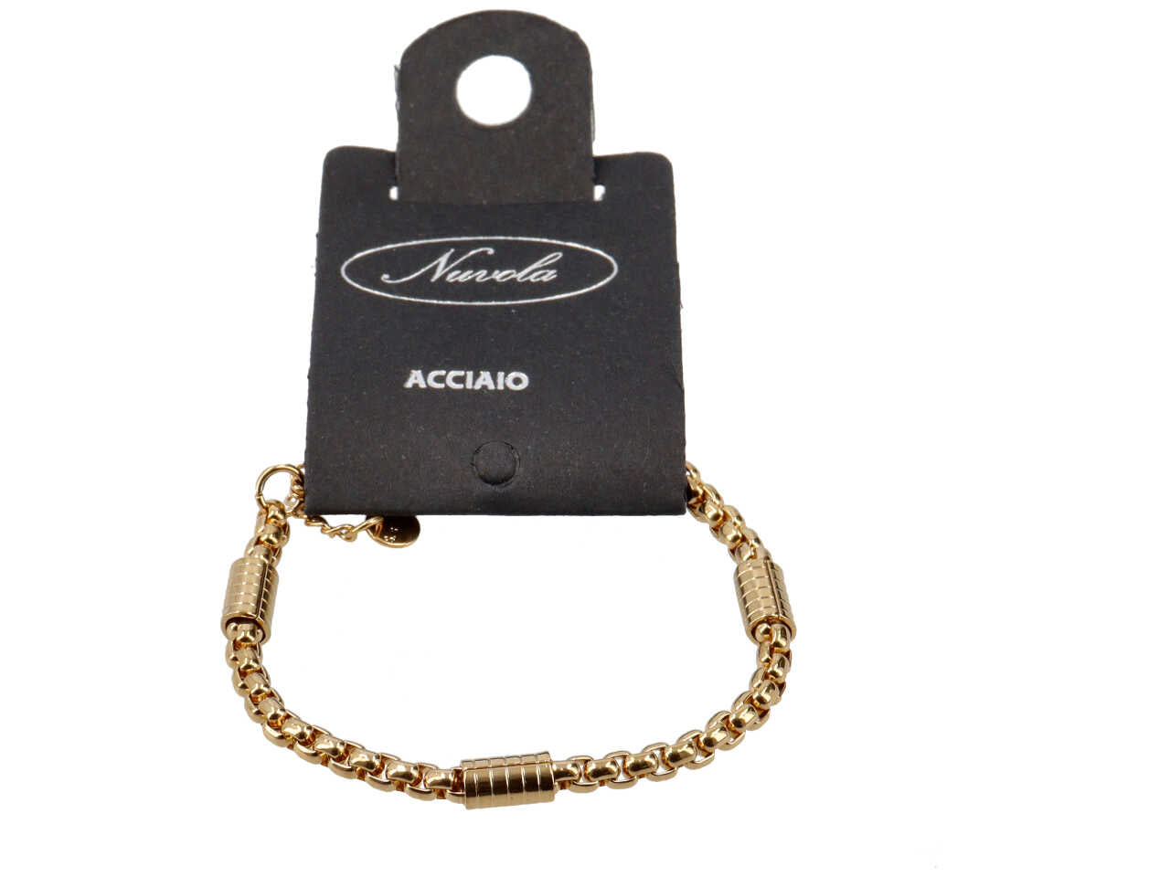 Bracciale oro con anelli intrecciati e barilotti