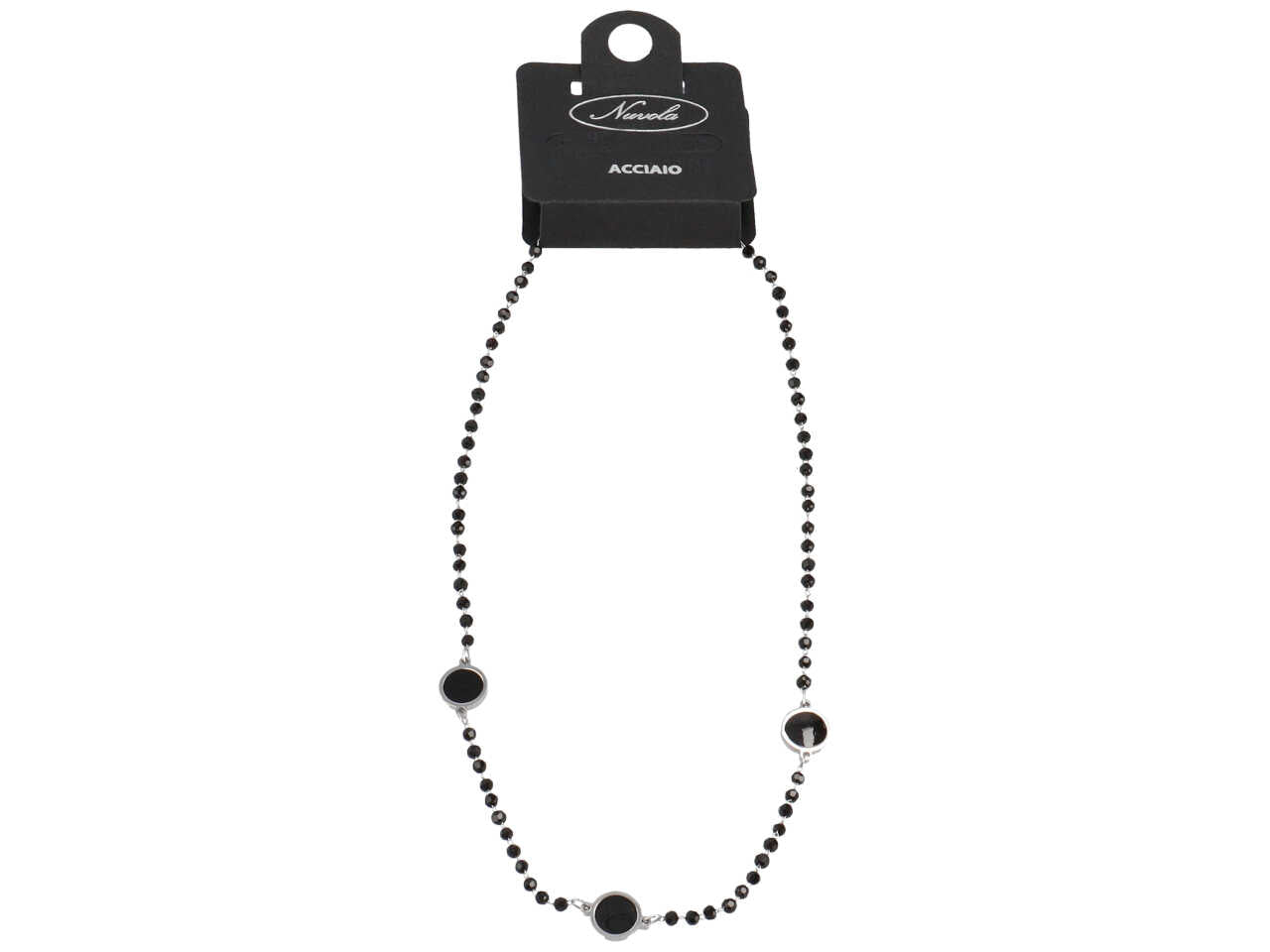 Collana cristalli neri e 3tondi