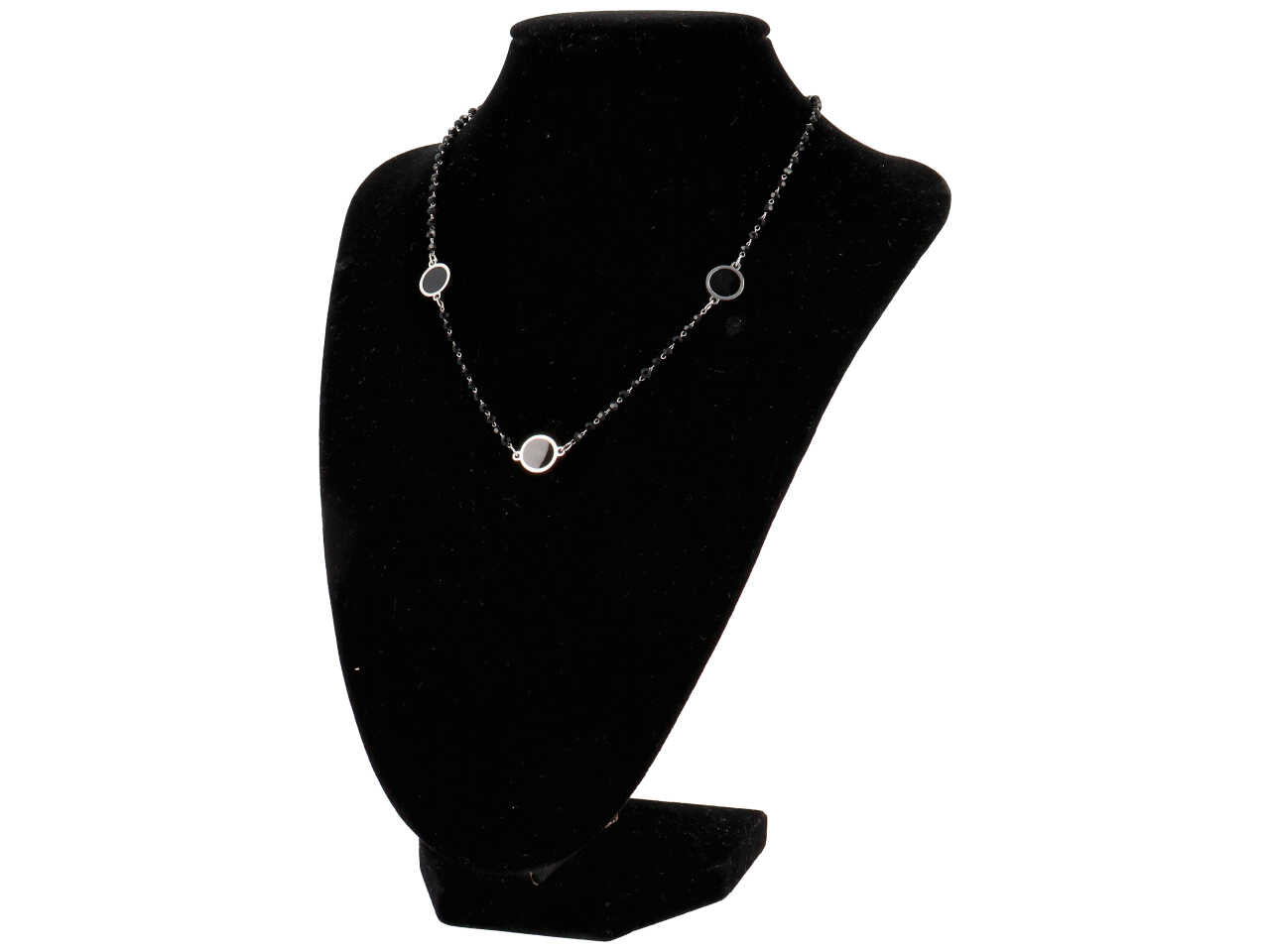 Collana cristalli neri e 3tondi