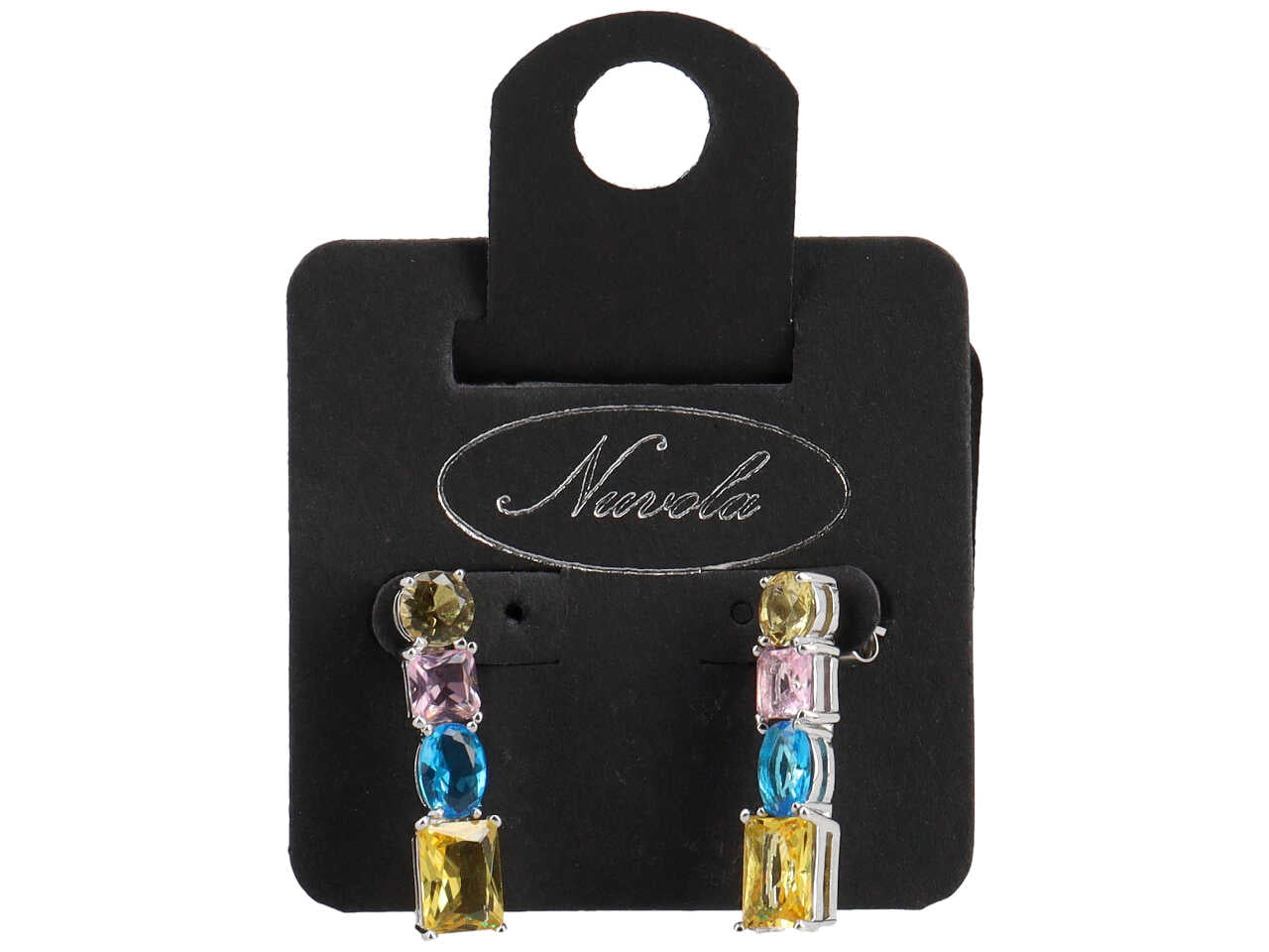 orecchini con 4 cristalli rettangolari multicolor